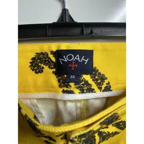 Noah NWT Floral Paisley Pleated Chino Pants Trousers Yellow SIZE 32 Mens - Picture 5 of 10